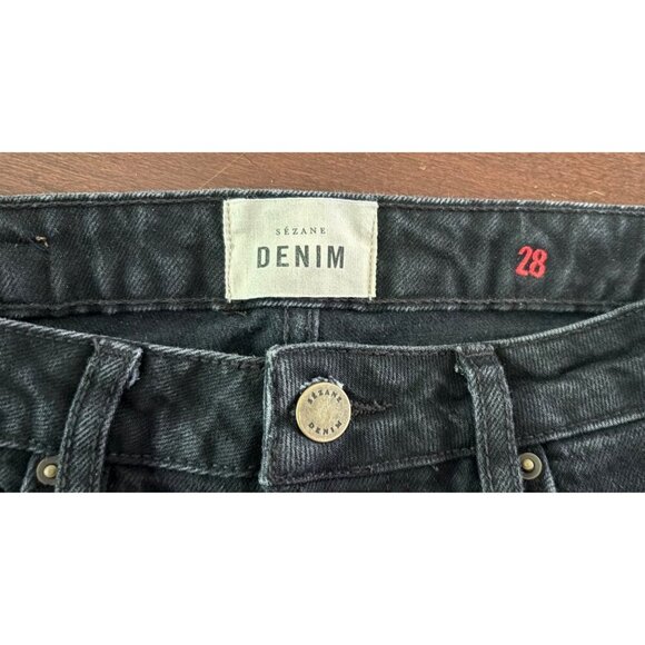 Sezane Denim High Rise Button Fly Brut Jeans in Black Gray Size 28 - Picture 6 of 13